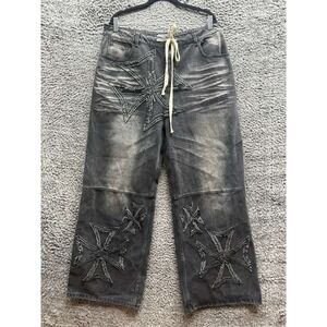 Vale Forever Sports Division Croxxx Baggy Denim Jeans Black Mens Size 34